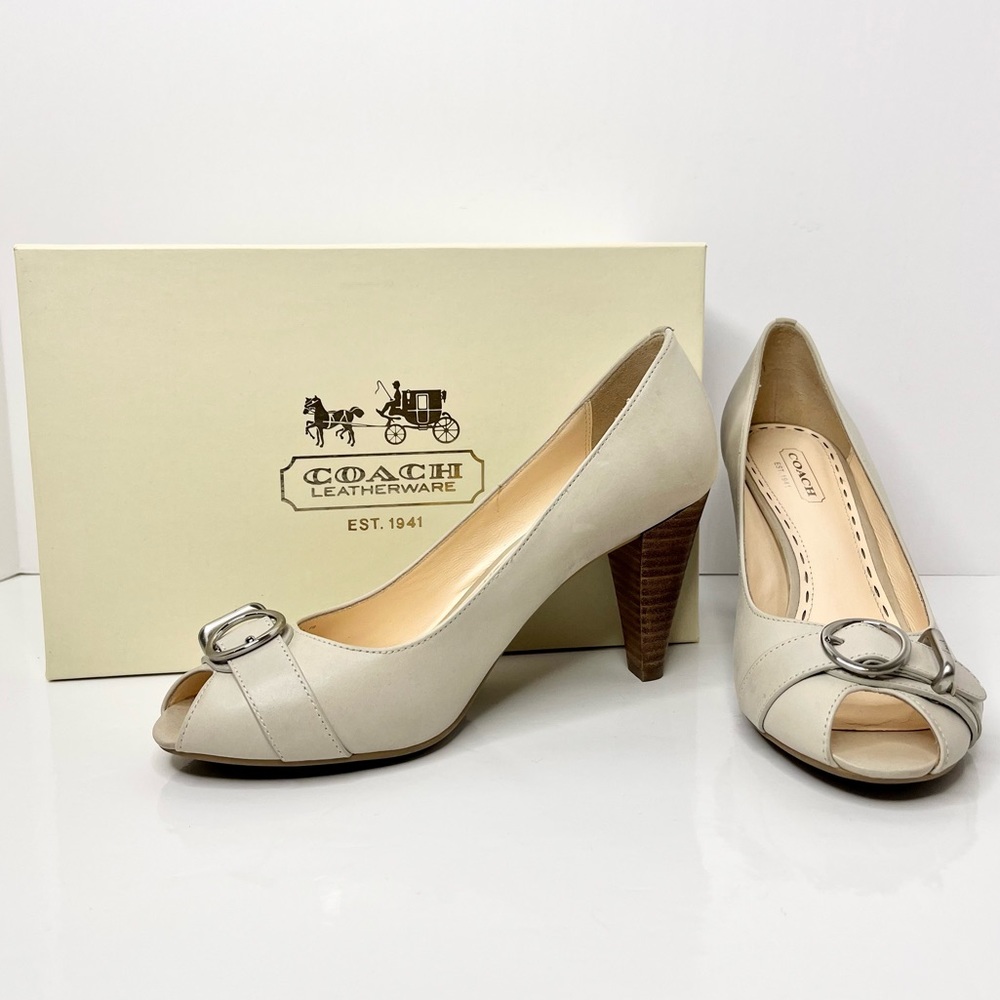 Coach ‘Tatiana’ Burnished Leather Peep-Toe Pumps